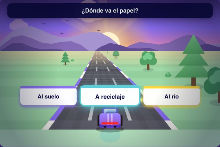 El juego de carreras: el salón acelera por la respuesta correcta